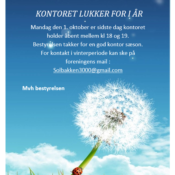 Sidste mulighed for kontor tid er mandag d. 1/10.